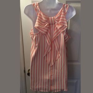 New LOVELY DAY Bow Back Blouse Striped Pink White